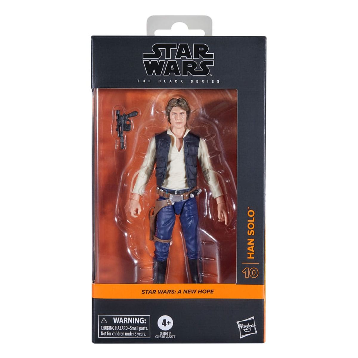 Figura de acción de Han Solo de Star Wars The Black Series en su caja sin abrir.
