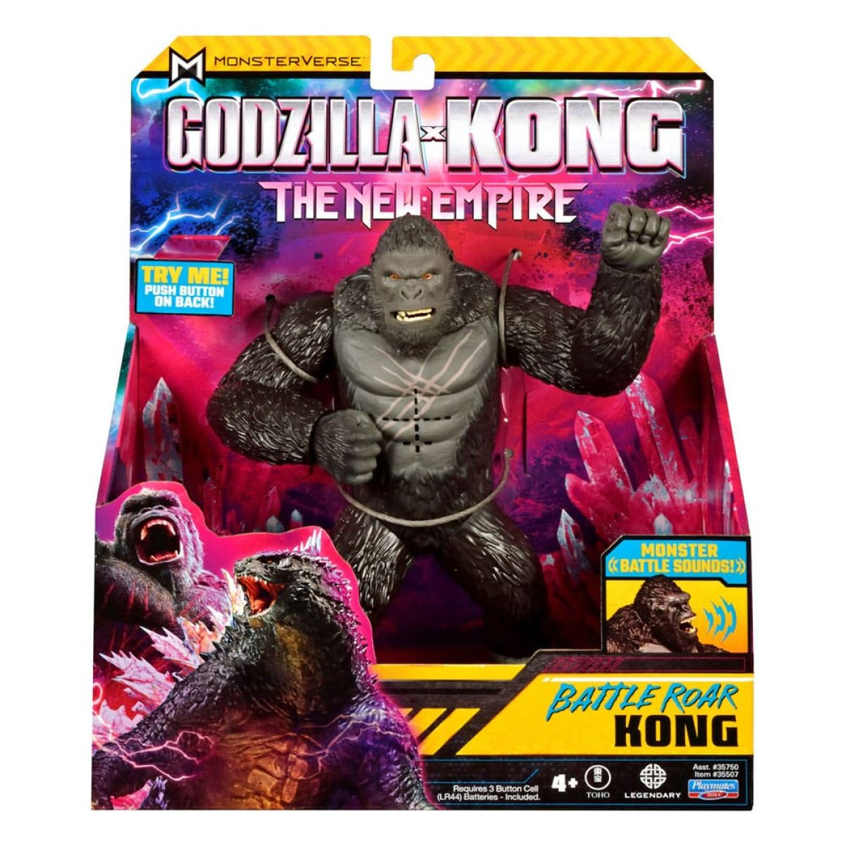 Figura de acción Battle Roar Kong de Godzilla x Kong en caja con sonidos.