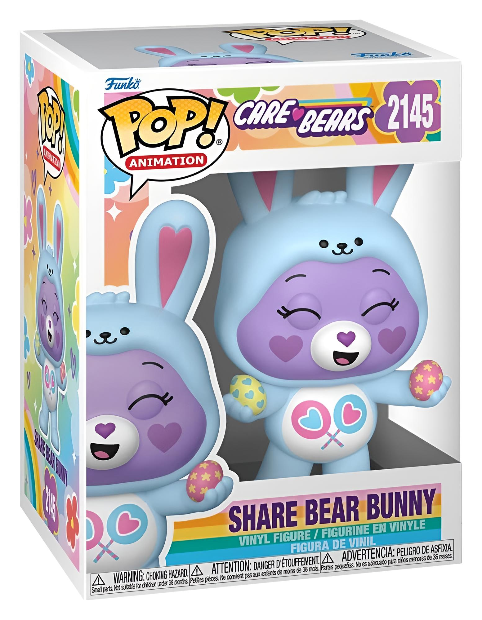 Care Bears Share Bear Bunny Funko Pop Figur in bunter Box mit Ostereiern.