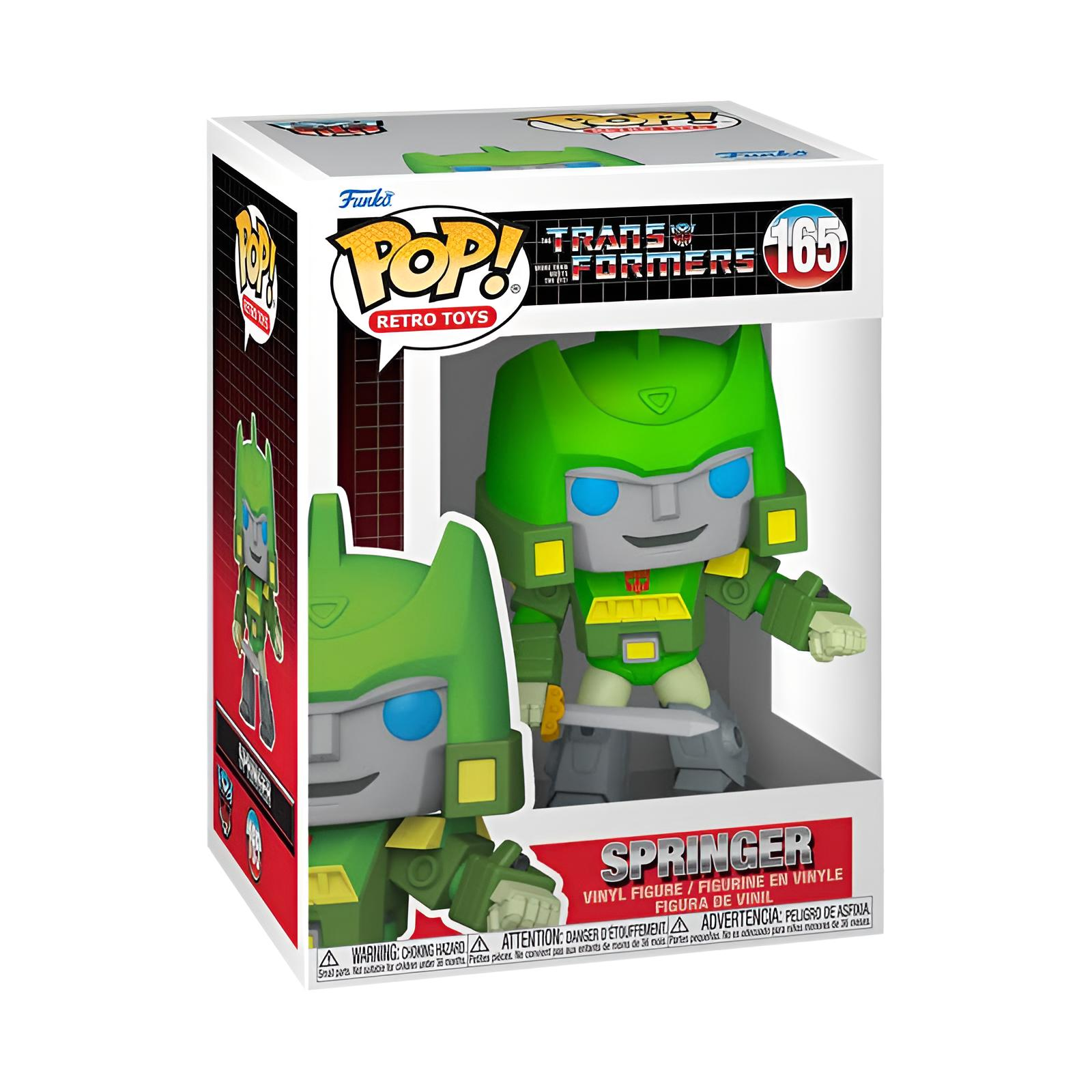 Figura de vinilo Funko Pop de Transformers Springer Retro Toys en su caja de presentación original.