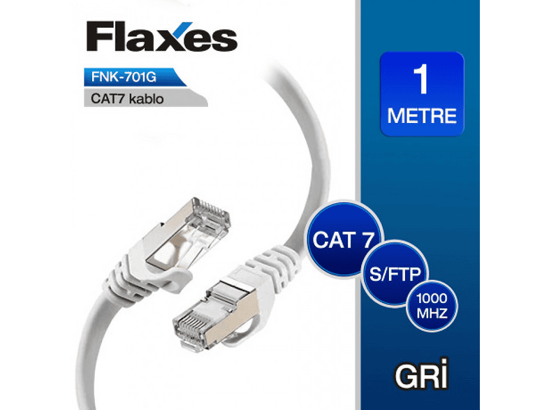 FLAXES FNK-701G CAT7 1 Metre Gri Patch Kablo
