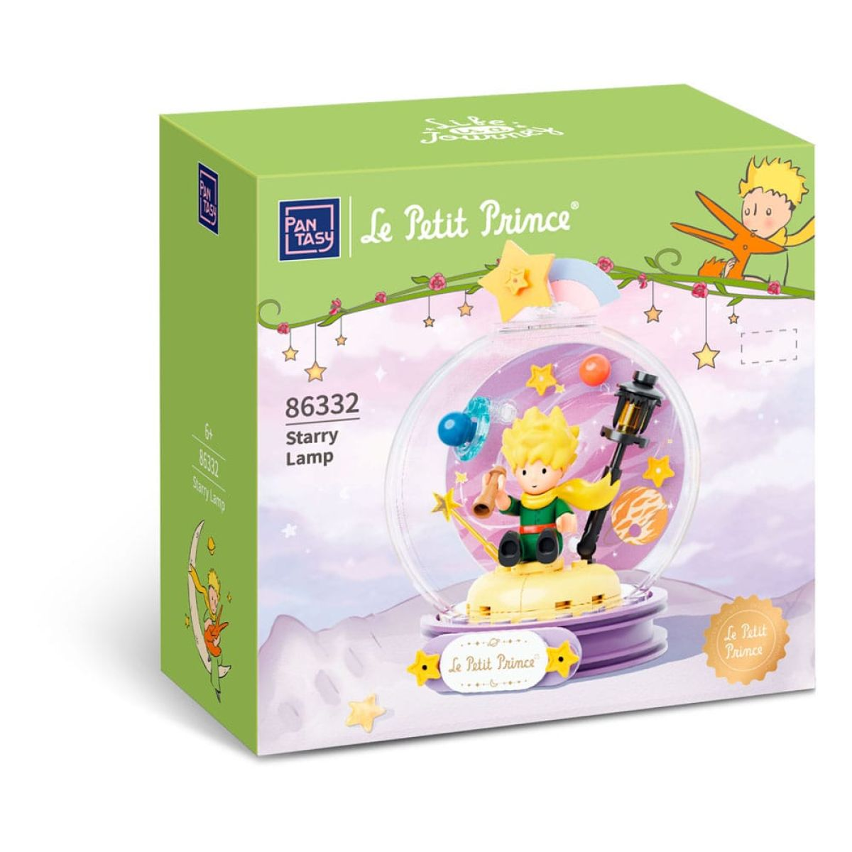 Le Petit Prince Sternenlampe Bausatz-Schachtel mit dem zusammengebauten Spielzeug in einer Kugel.