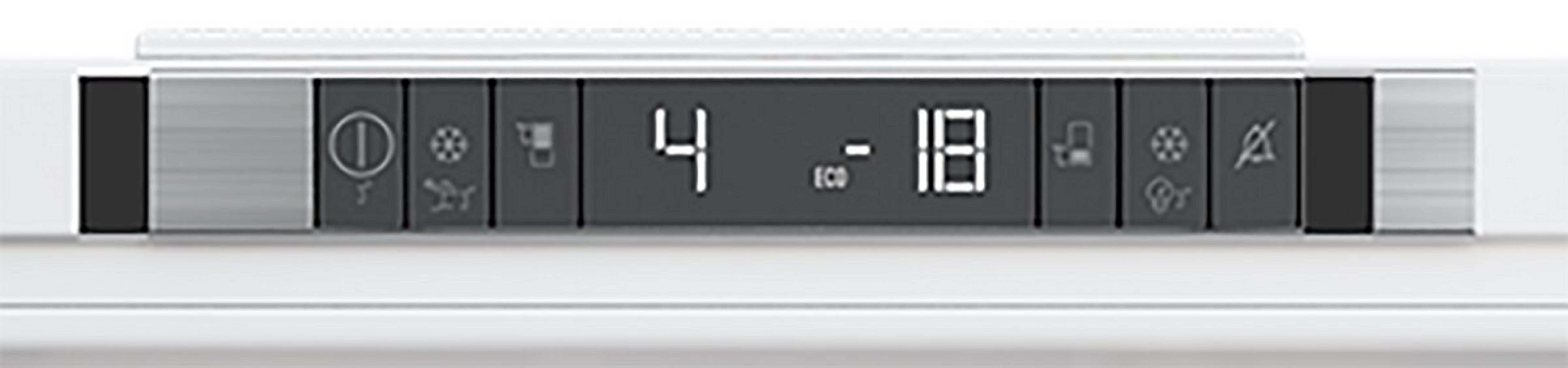 Digitale LED-Anzeige mit Touch-Tasten für die Temperaturregelung an einem Haushaltsgerät.