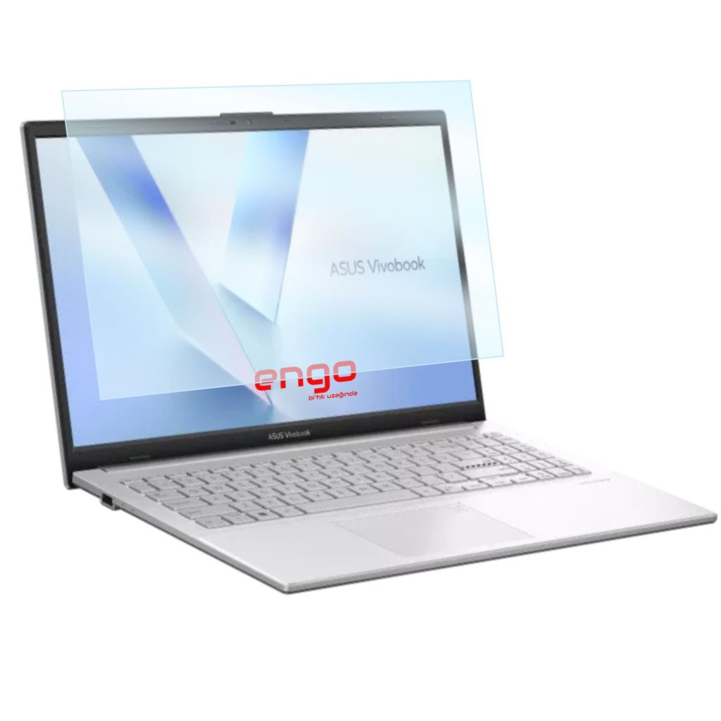 Ekranında mavi bir ekran koruyucu bulunan gümüş renkli Asus Vivobook dizüstü bilgisayar.