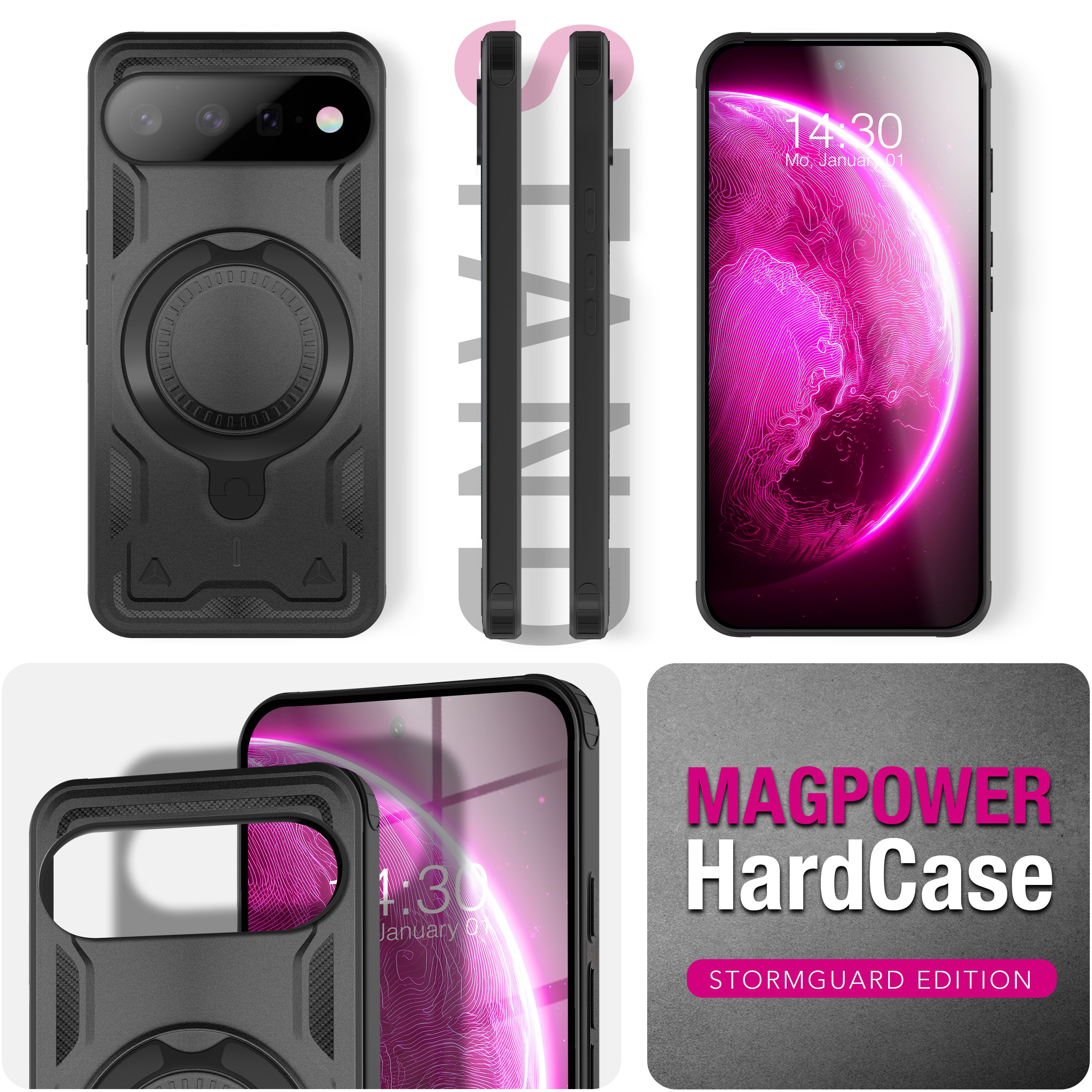 Schwarze Magpower HardCase Handyhülle mit Ständer für Stormguard Edition.