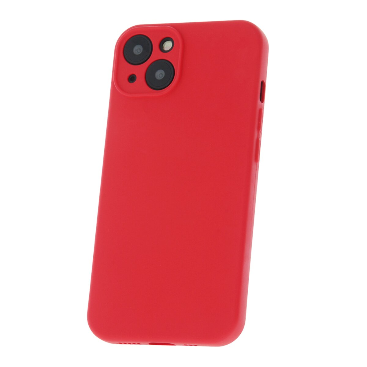 Rote Silikon-Handyhülle für ein Smartphone mit Doppel-Kamera.