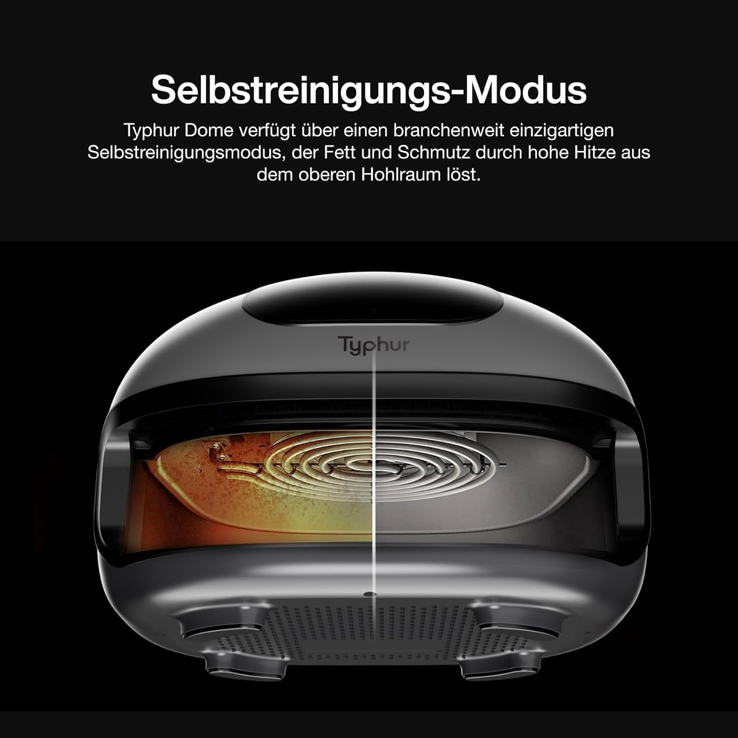 Vergleich zweier Zustände des Typhur Dome vor und nach der Selbstreinigung.