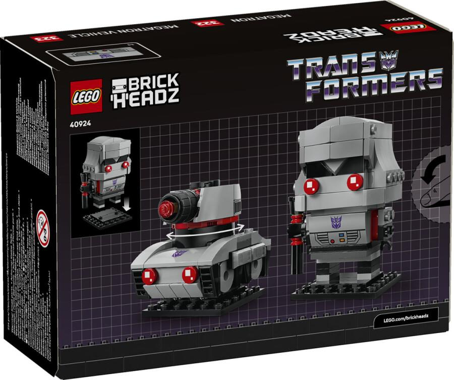 Robotu ve tank aracıyla LEGO BrickHeadz Megatron set kutusu.