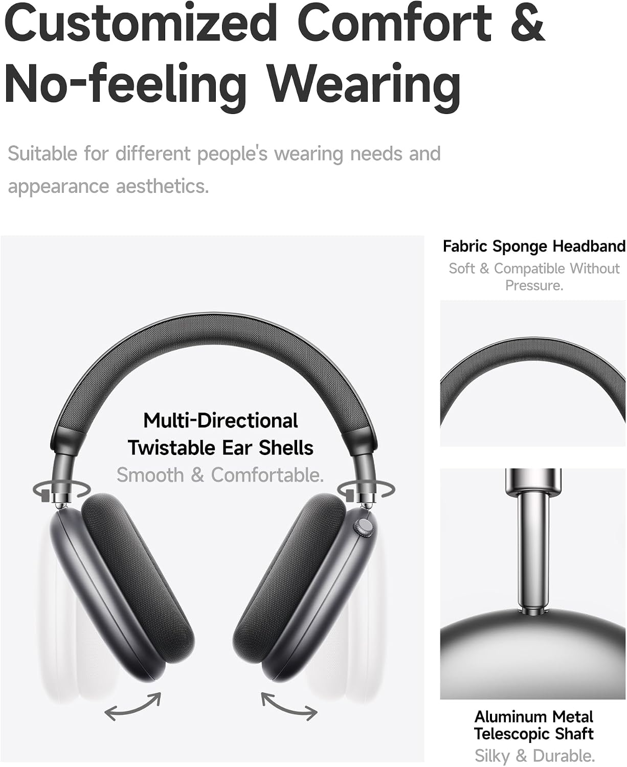 Over-Ear-Kopfhörer mit verstellbaren Ohrmuscheln und Kopfbügel.