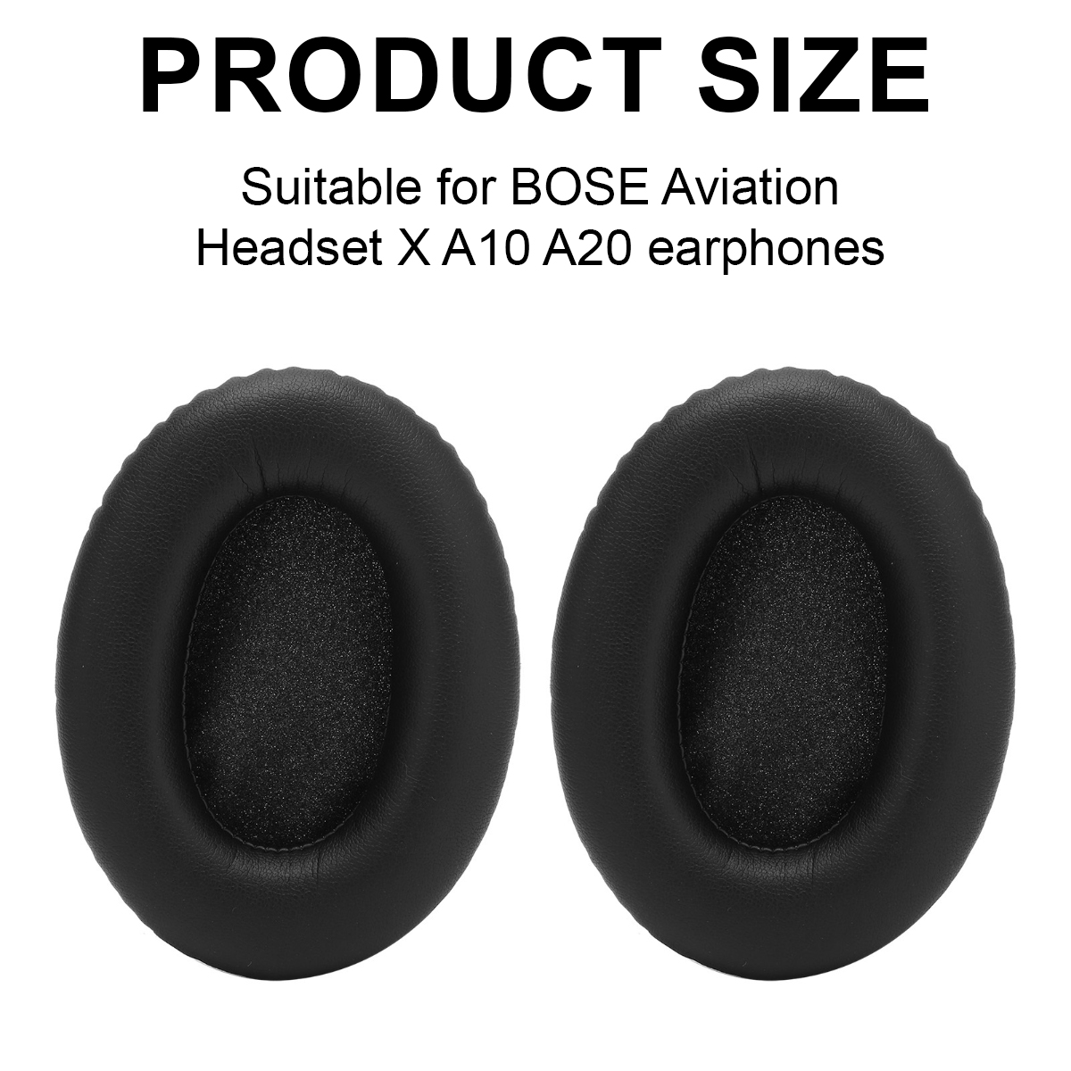 Zwei schwarze Ersatz-Ohrpolster für Bose Aviation Headsets auf weißem Hintergrund.