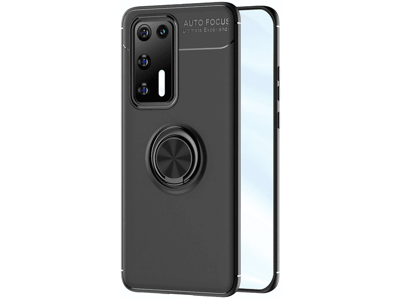 NEWFACE Huawei P40 Uyumlu Range Yüzüklü Silikon Telefon Kılıfı Siyah