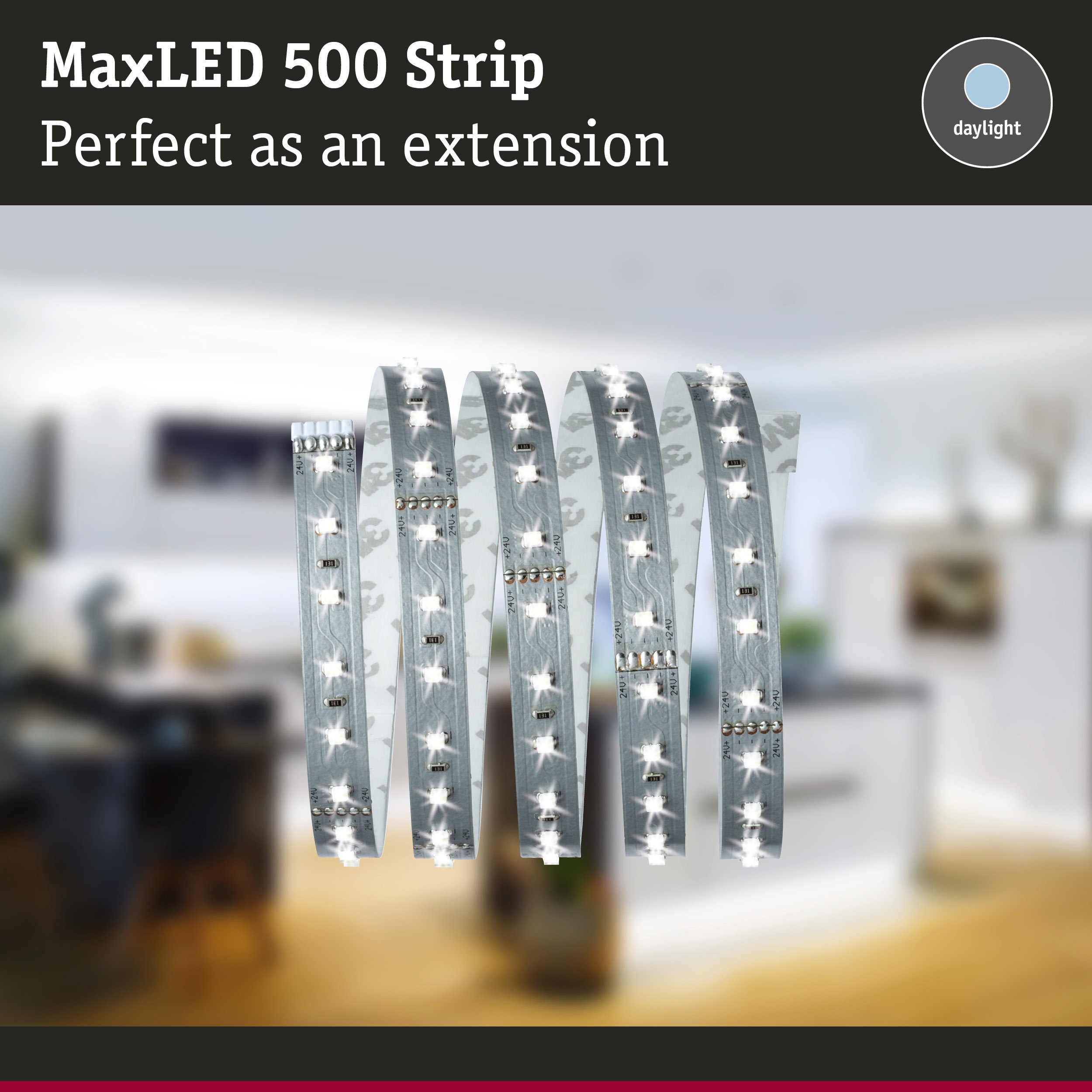 MaxLED 500 LED-Streifen in Tageslichtweiß, perfekt als Erweiterung.