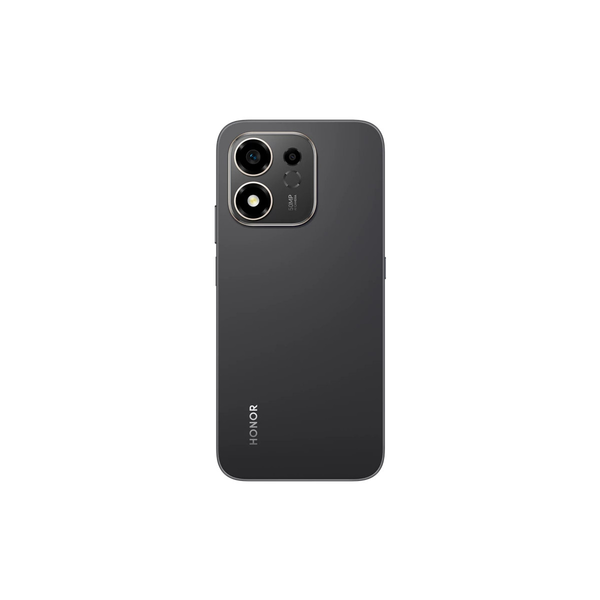 Dos d'un smartphone Honor foncé avec un module photo rectangulaire en haut à gauche et le logo en bas.