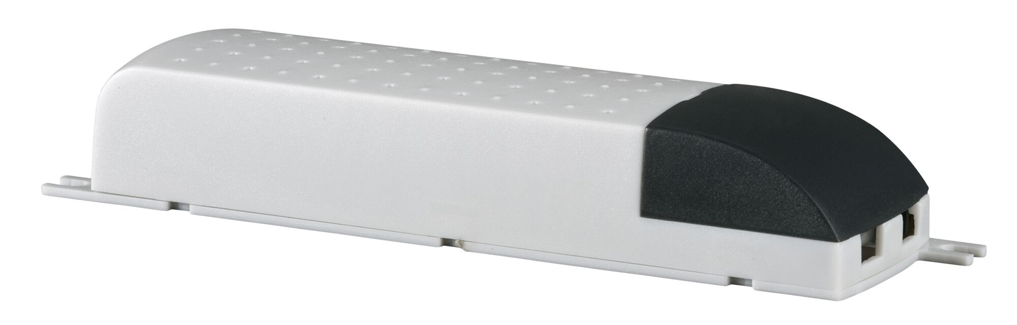Biały, podłużny statecznik elektroniczny z czarną zatyczką.