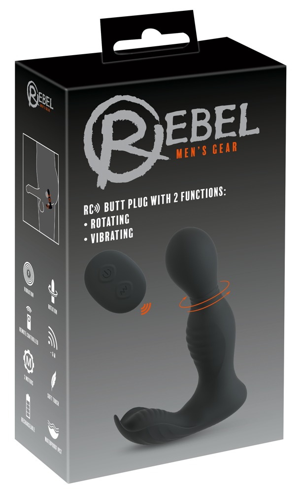 Schwarze Produktverpackung eines RC-Analkatalysators mit Fernbedienung und Funktionssymbolen an der Seite.