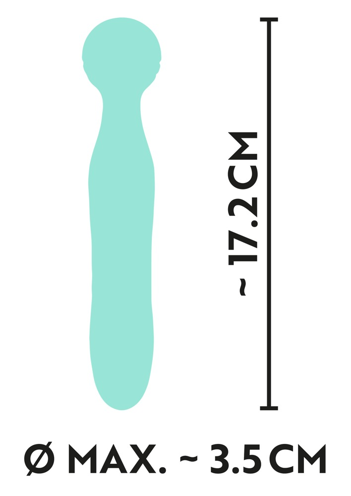 Grünes, längliches Sexspielzeug, 17,2 cm lang, maximaler Durchmesser ca. 3,5 cm.