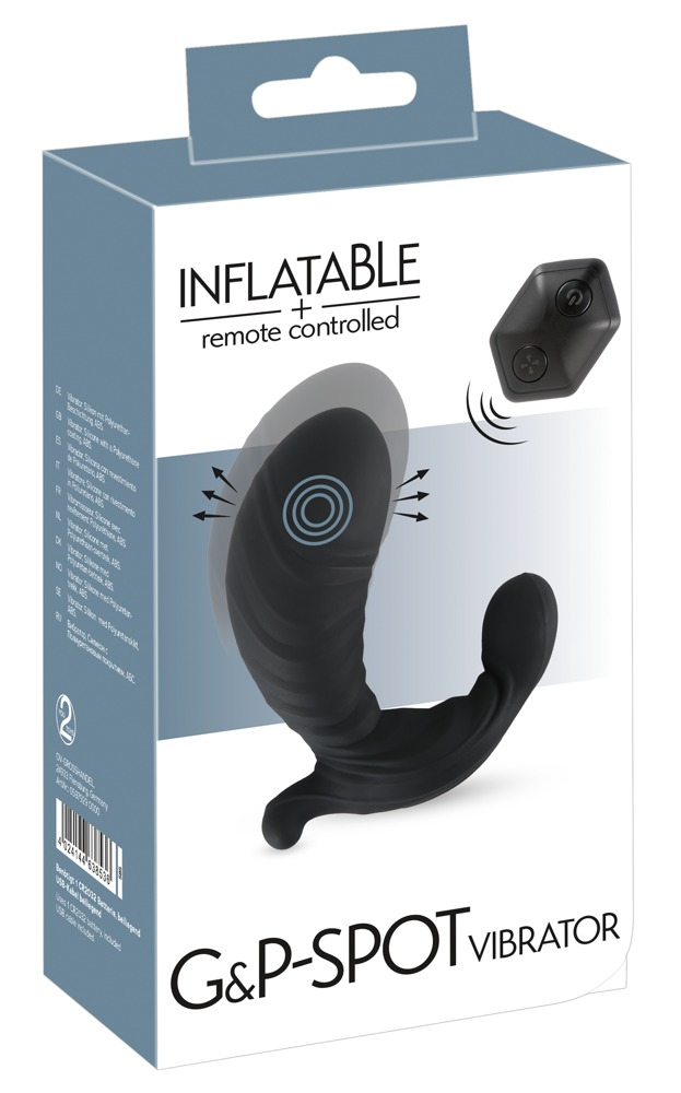 Verpackung eines schwarzen, fernbedienbaren G-Punkt-Vibrators.