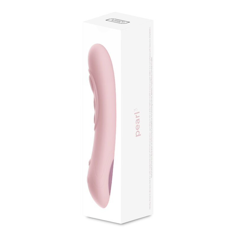 Eine weiße Verpackungbox mit der Aufschrift Pearl 3 zeigt ein rosafarbenes Wellness-Gerät.