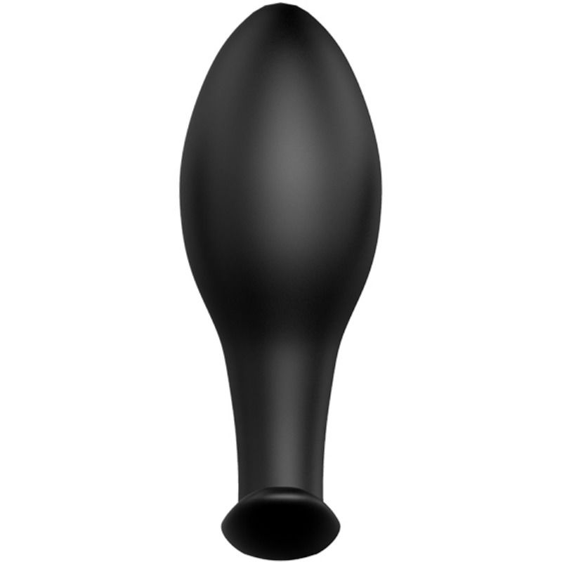 Ein glattes, schwarzes, tropfenförmiges Wellness-Accessoire mit einem schmalen Hals und einer breiten Basis vor weißem Hintergrund.