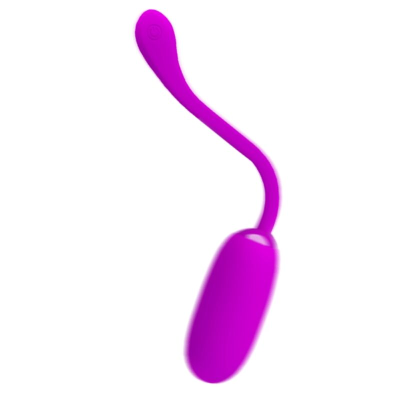Ein violettes, glattes Wellnessprodukt mit einem langen Stiel und einem ovalen Ende auf weißem Hintergrund.