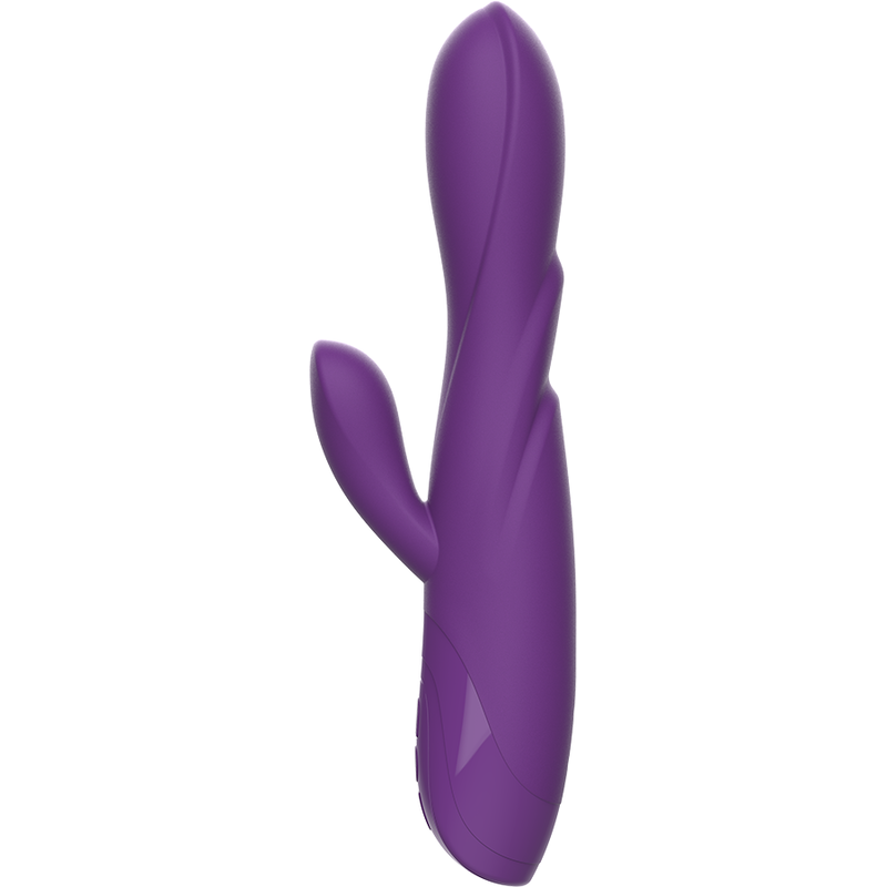 Ein lilafarbenes, ergonomisch geformtes Wellnessprodukt auf weißem Hintergrund.