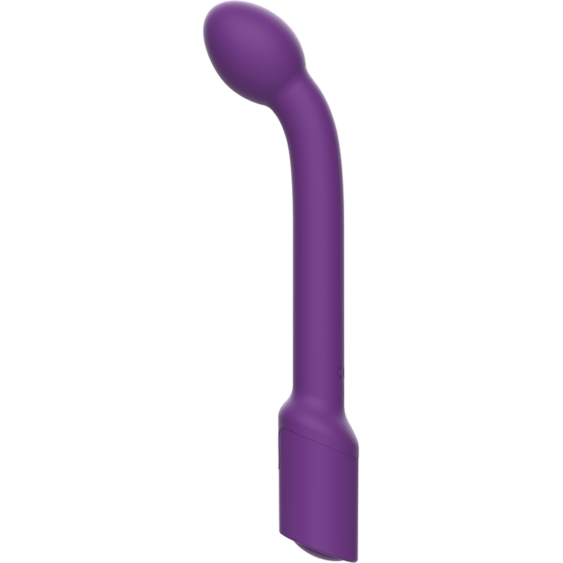 Dispositivo de bienestar curvo morado con cabeza redondeada.