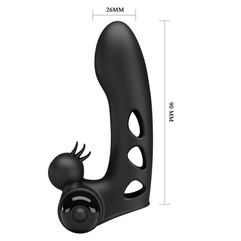 Dispositivo de bienestar ergonómico negro con dimensiones de 26mm y 90mm.