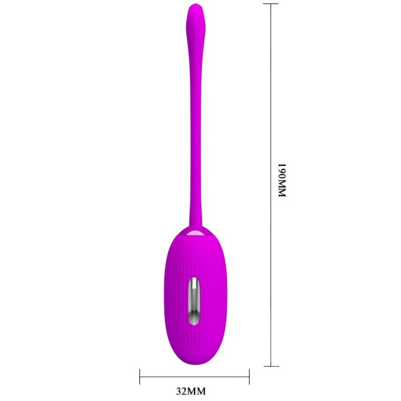 Dispositivo de bienestar morado con dimensiones de 190 mm de alto y 32 mm de ancho.