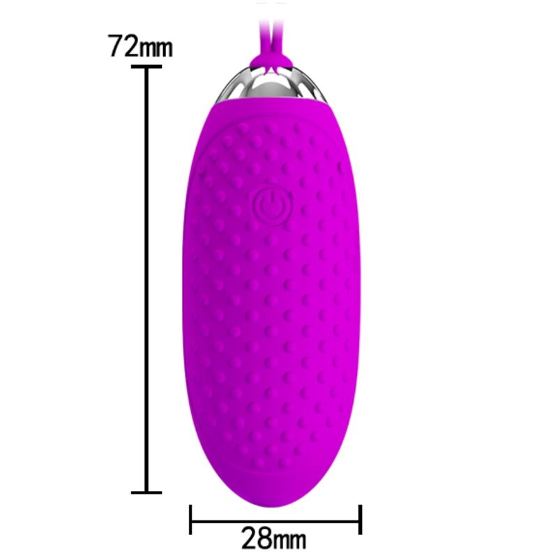 Lila, ovale Silikon-Sexkugel mit Noppen, 72mm lang und 28mm breit.