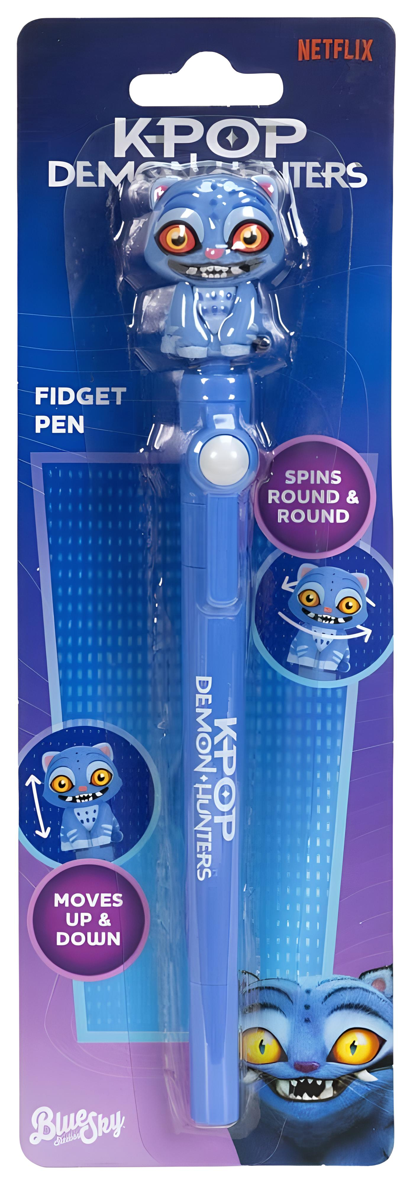 Netflix KPop Demon Hunters Fidget Pen in Originalverpackung mit blauer Monsterfigur.