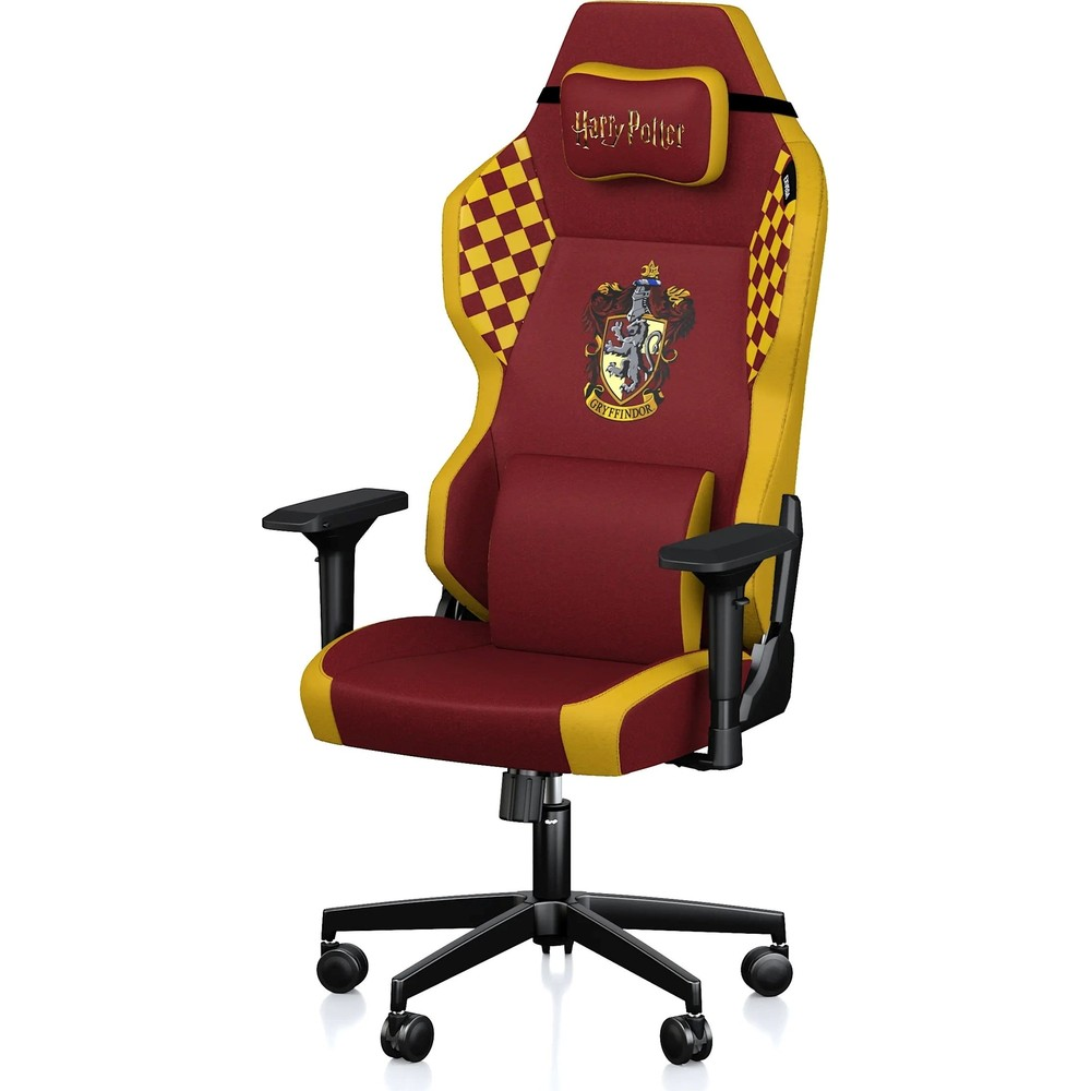 Tekerlekli kırmızı ve sarı Gryffindor Harry Potter oyuncu koltuğu.