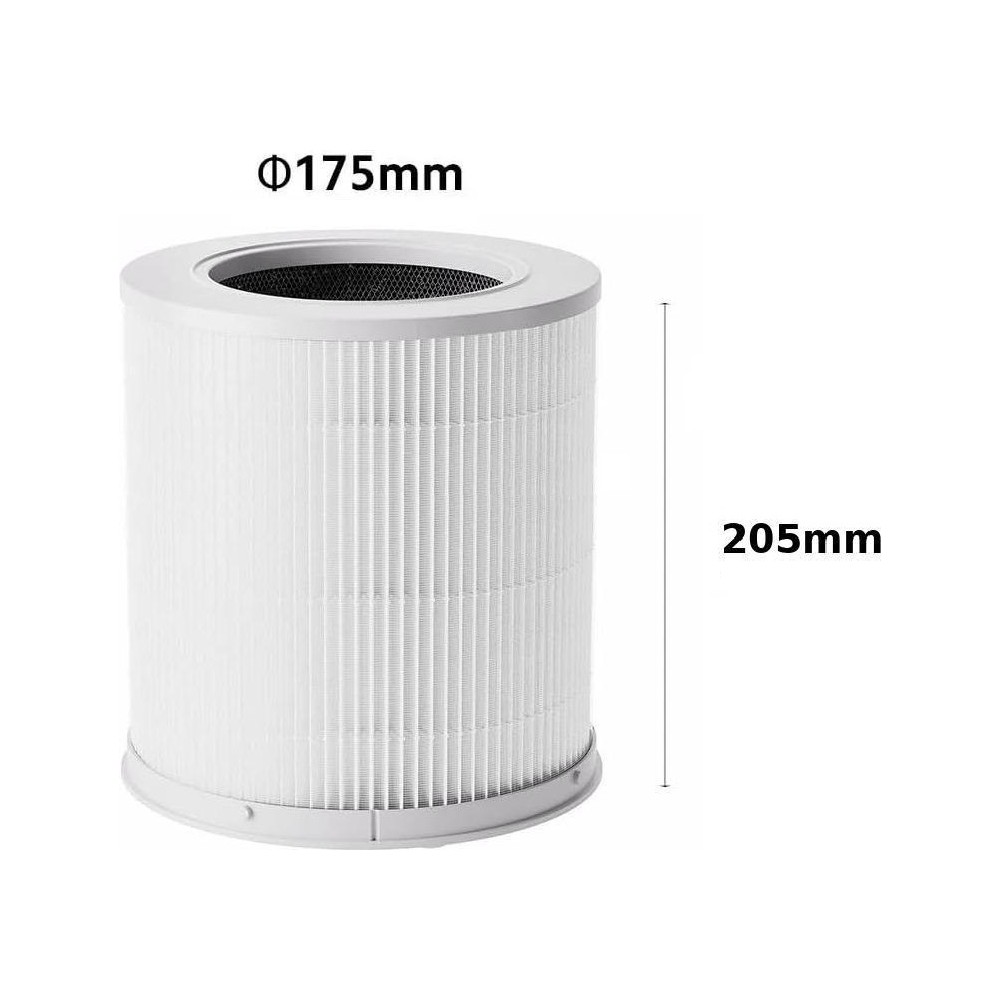 175 mm çap ve 205 mm yükseklik ölçülerine sahip silindirik beyaz hava temizleyici filtresi.