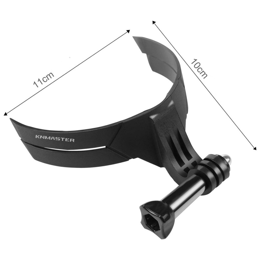 Knmaster logolu ve 11cm ile 10cm ölçü çizgilerine sahip siyah kask aparatı.