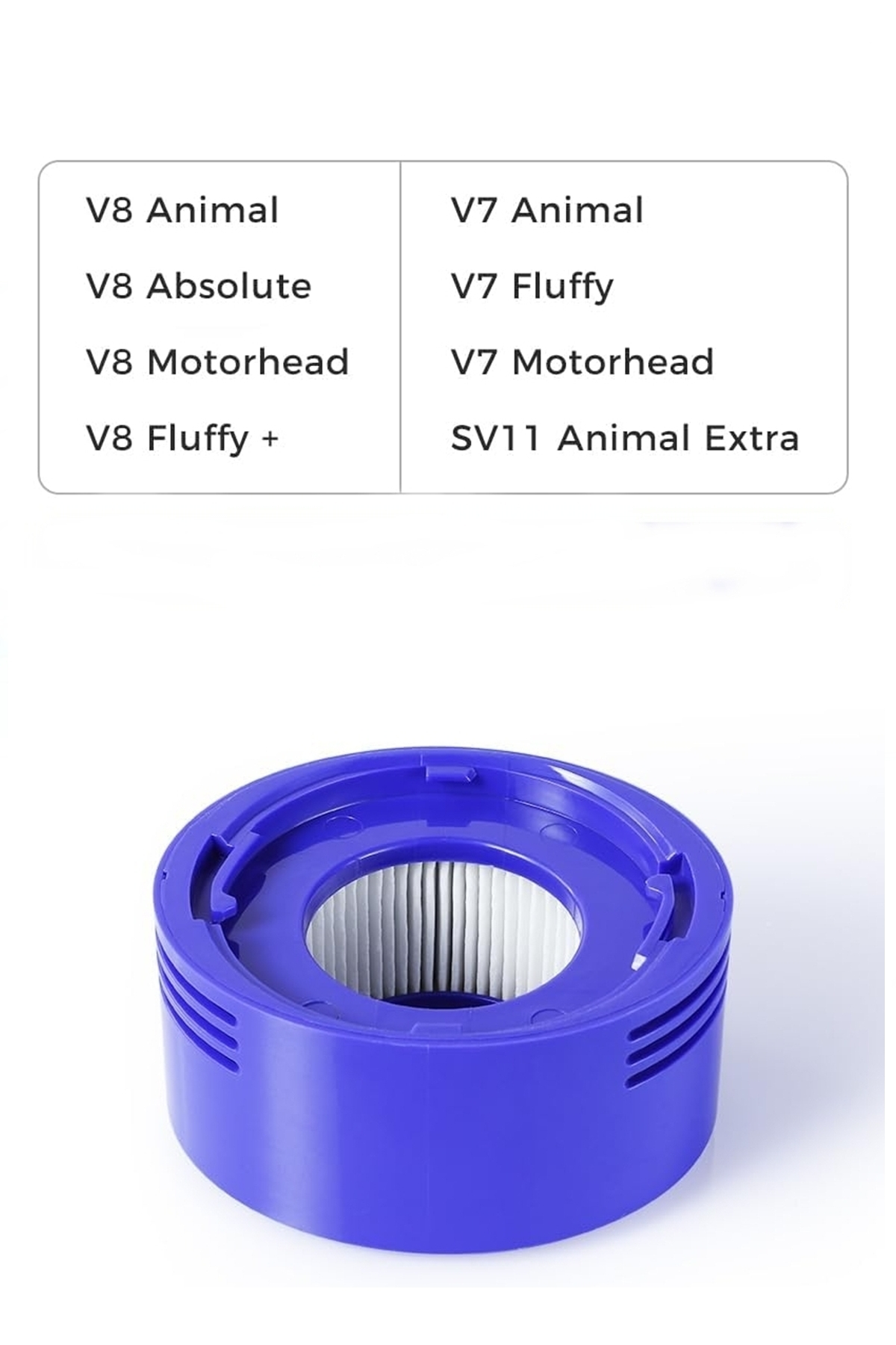 Dyson V7 ve V8 süpürgeler için mavi silindirik filtre.