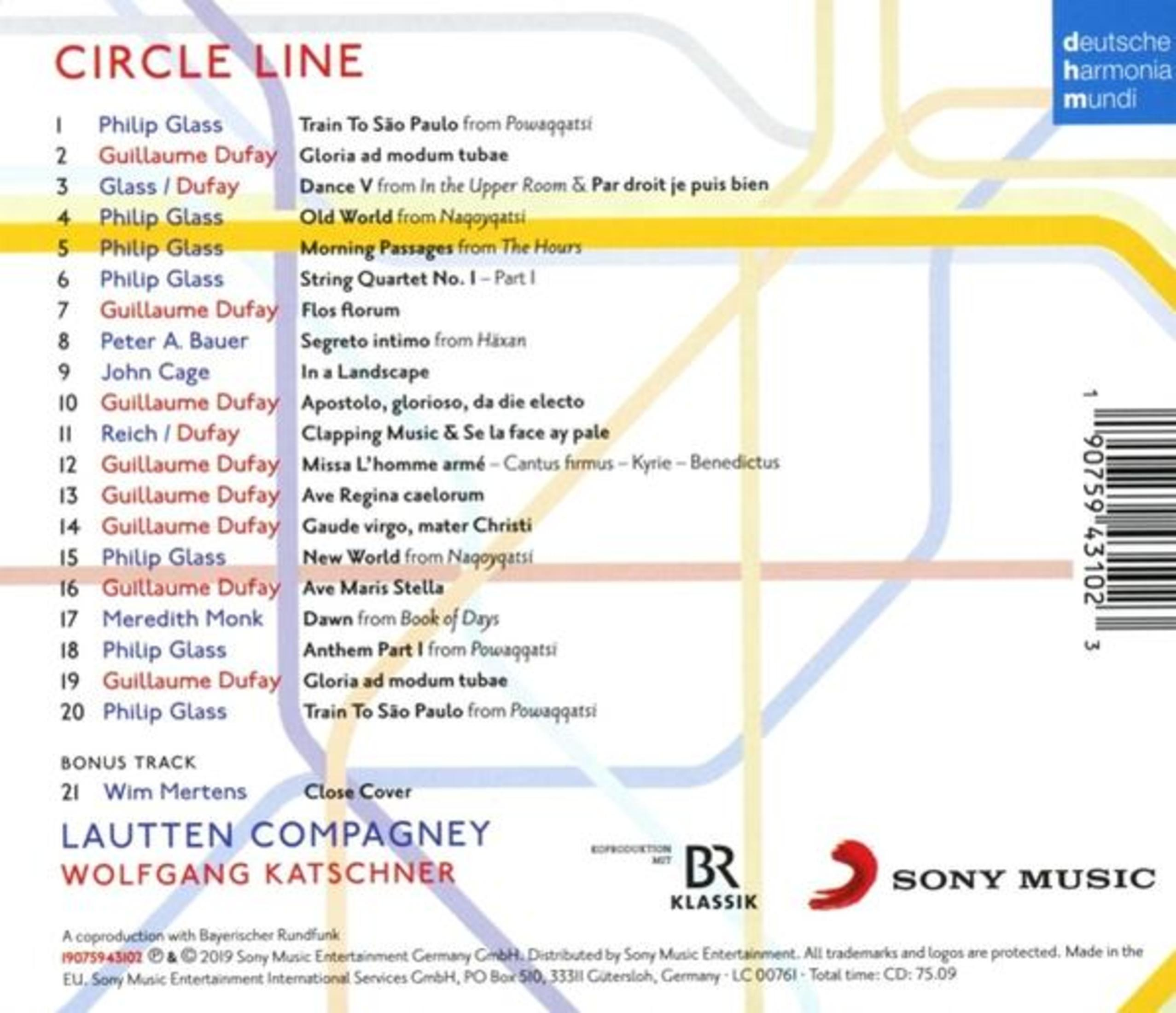 Rückseite einer Musik-CD mit Trackliste auf farbigem U-Hintergrund und Sony Music-Logo.