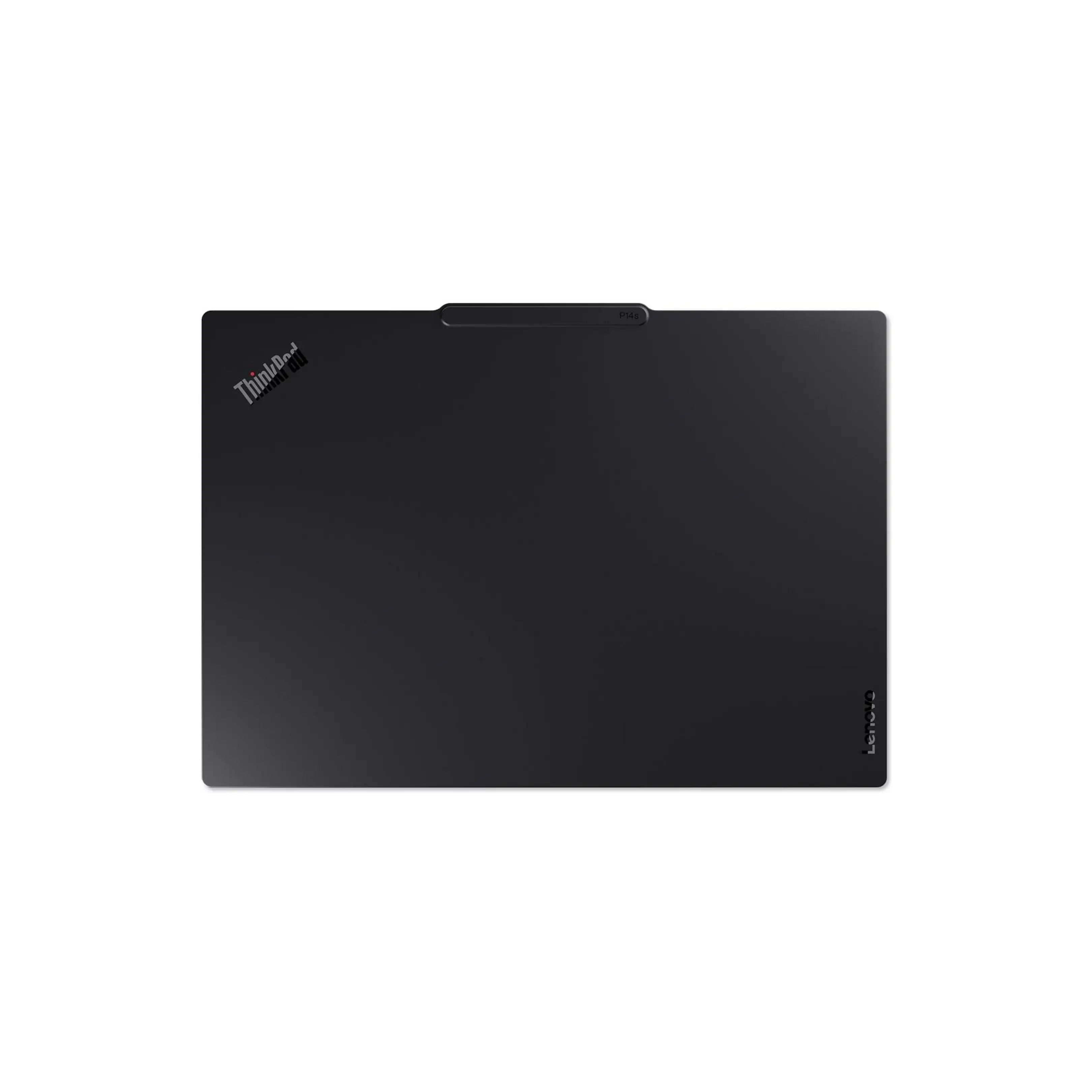 Portatile Lenovo ThinkPad P14s nero chiuso visto dall'alto.