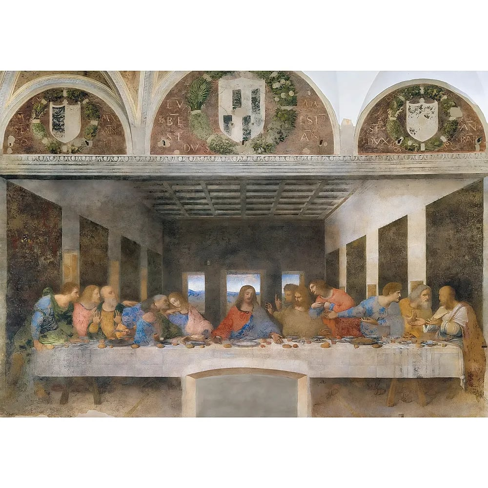 La Cène de Léonard de Vinci montre Jésus et ses disciples attablés.