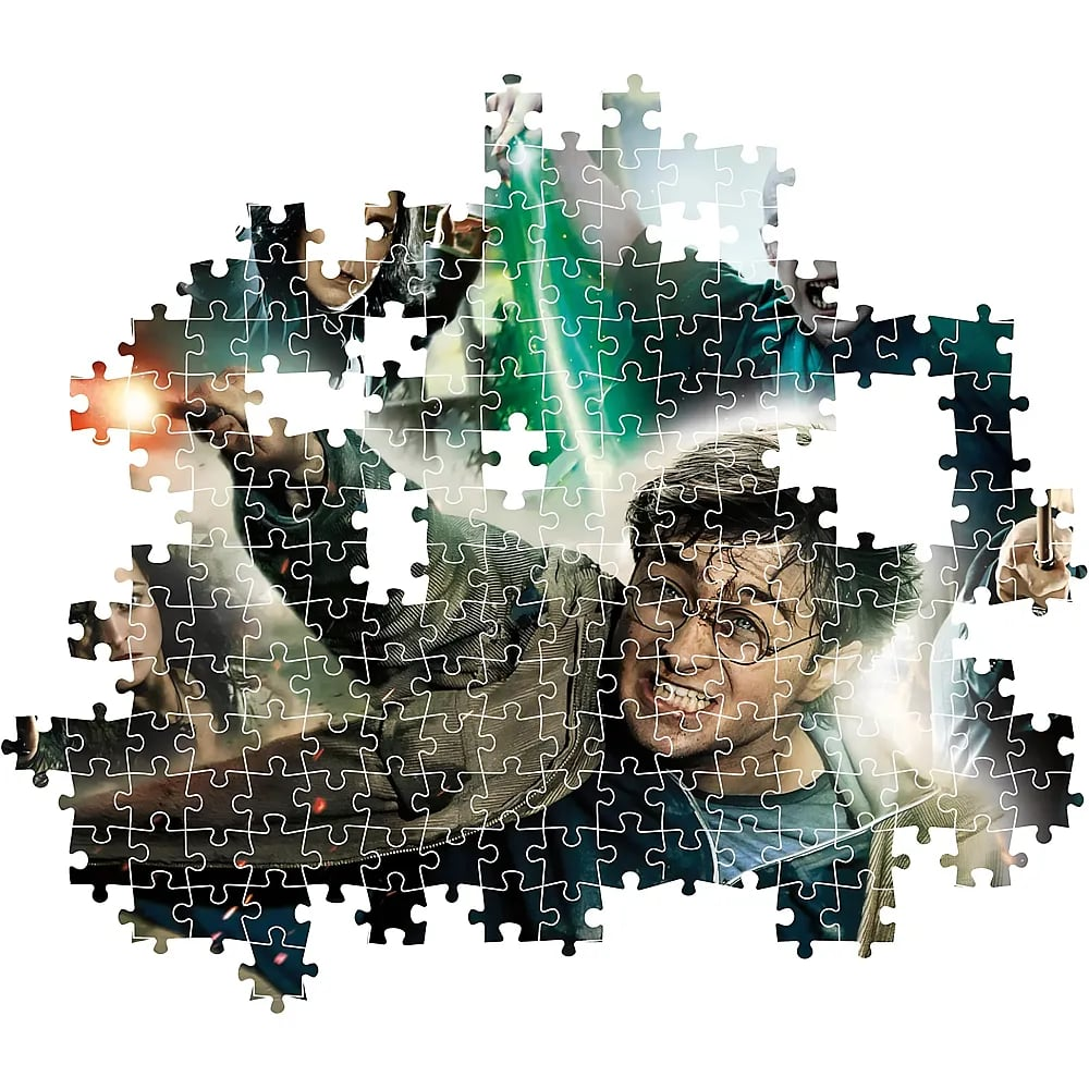 Un puzzle di Harry Potter mostra Harry con gli occhiali al centro, circondato da altre scene e personaggi.