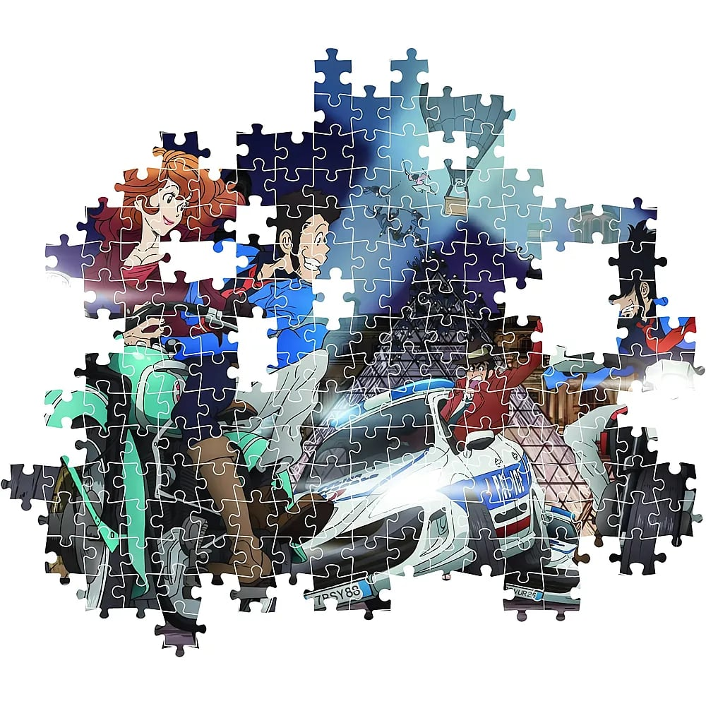 Un rompecabezas de anime muestra personajes en motocicletas de noche.