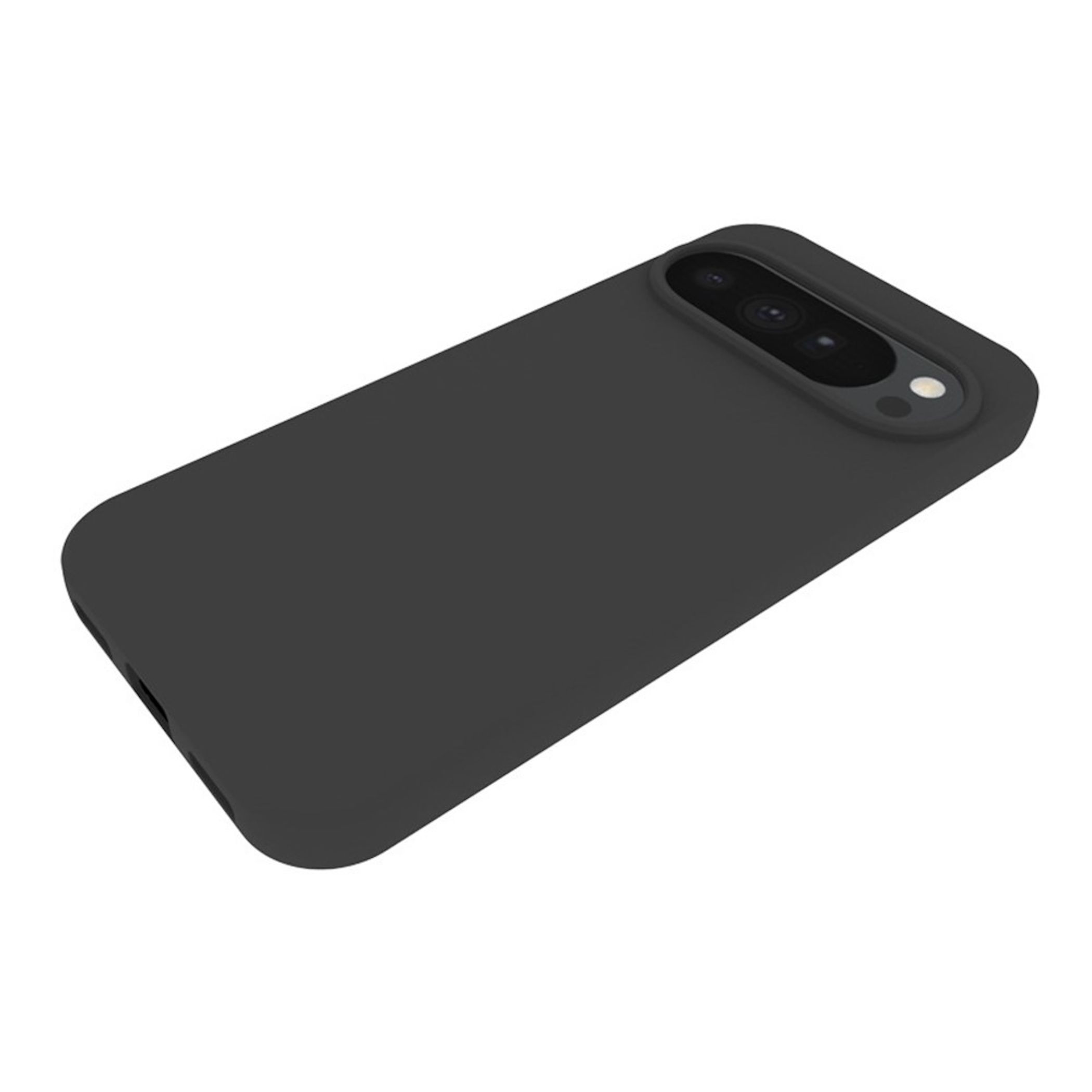 Ein mattschwarzes Smartphone mit einer horizonalen Kameraeinheit auf der Rückseite.