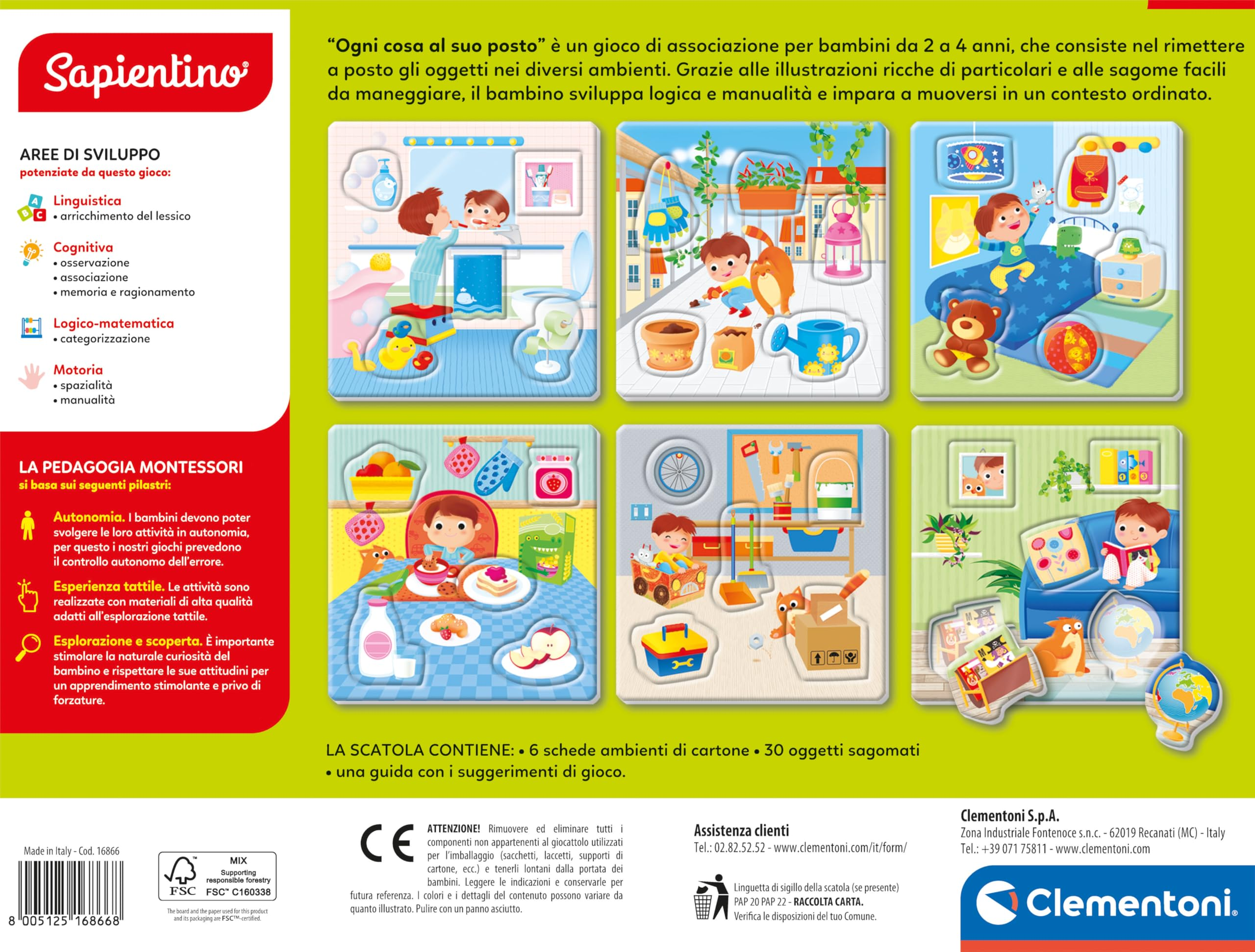 Scatola del gioco Sapientino con schede educative colorate e pezzi per bambini.