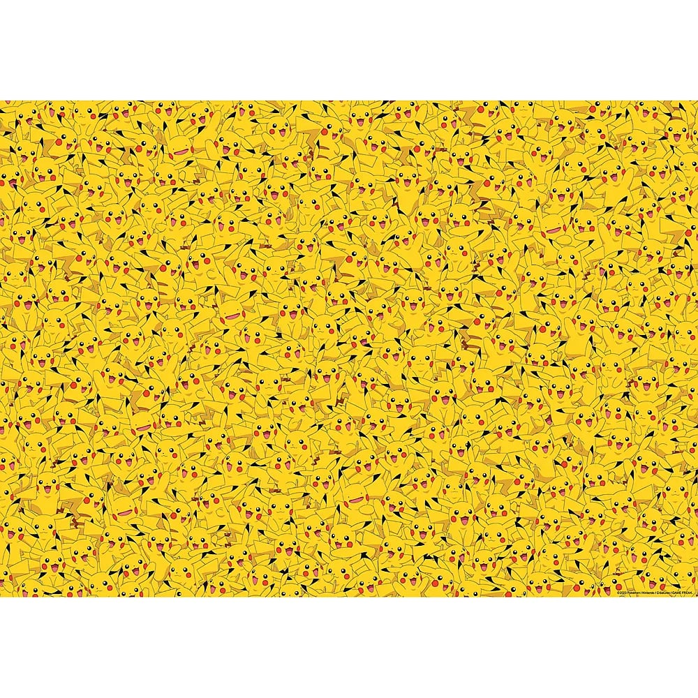 Un fitto motivo di molti personaggi Pikachu gialli sovrapposti che guardano in varie direzioni.