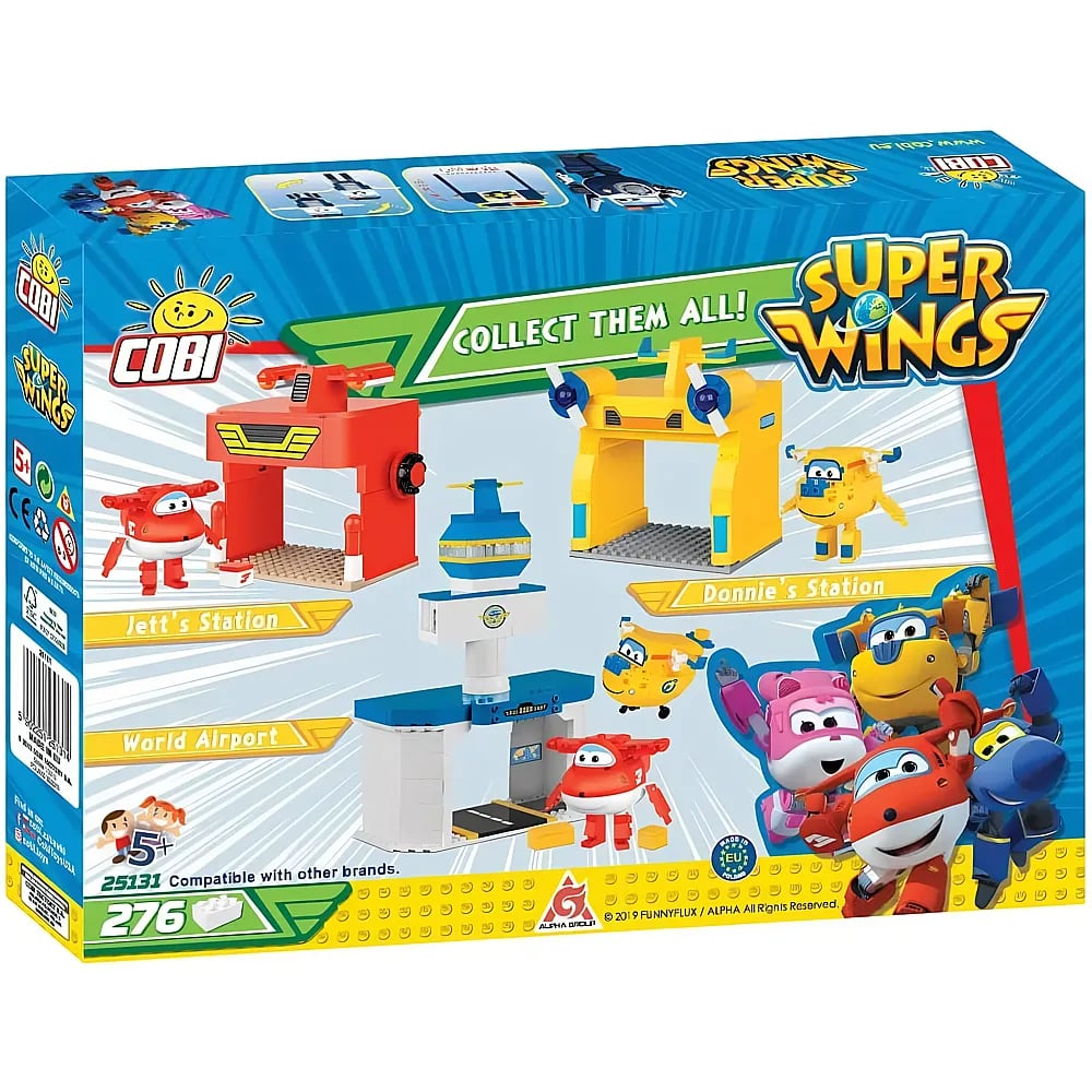Super Wings Cobi Bausteine Set mit Jett und Donnie Stationen sowie World Airport.