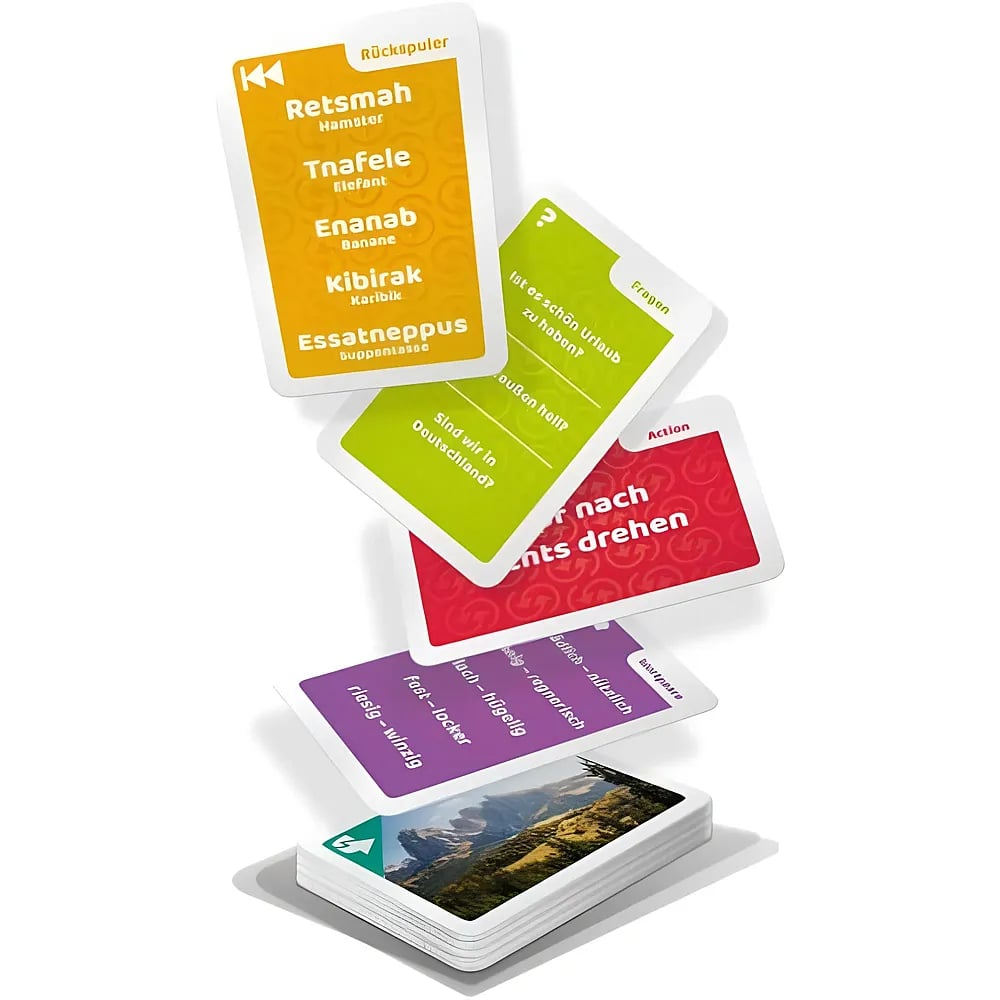 Des cartes à jouer colorées tombent dans les airs sur un jeu face cachée.
