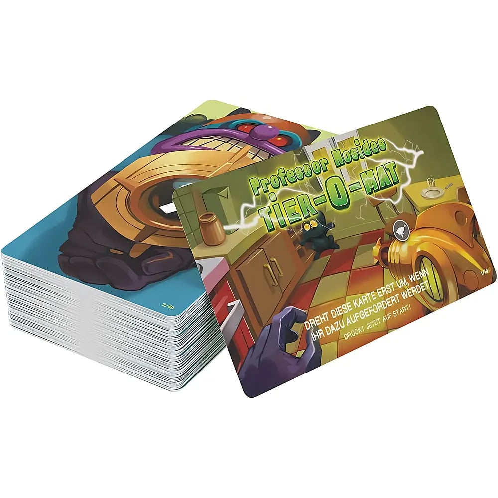 Mazzo di carte da gioco colorate con la scritta Professor Nosides TIER-O-MAT.