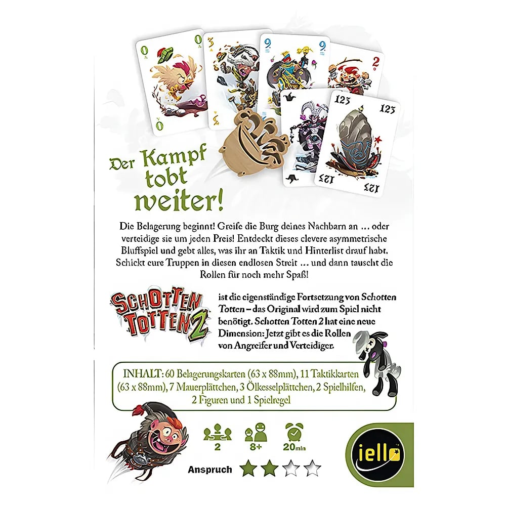 Retro della scatola del gioco da tavolo Schotten Totten 2 con carte e dettagli.