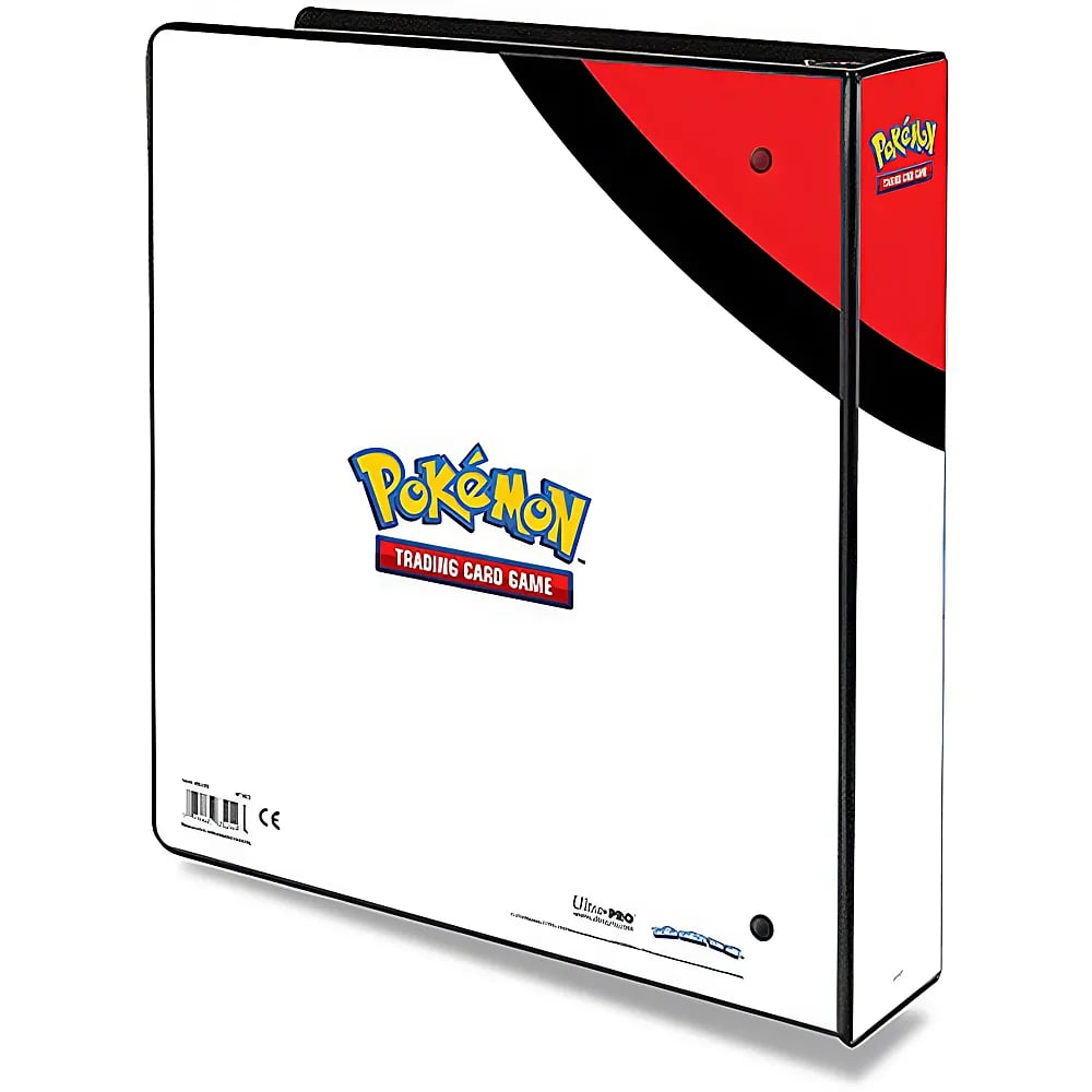 Ein weißer Pokémon TCG-Sammelkartenordner mit Pokéball-Design.