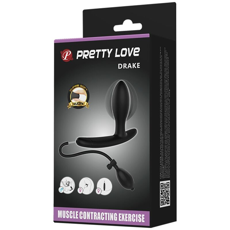 Schwarze Produktverpackung für den Pretty Love Drake Muskelkontraktions-Trainer mit aufgedrucktem Inflatable-Toy.