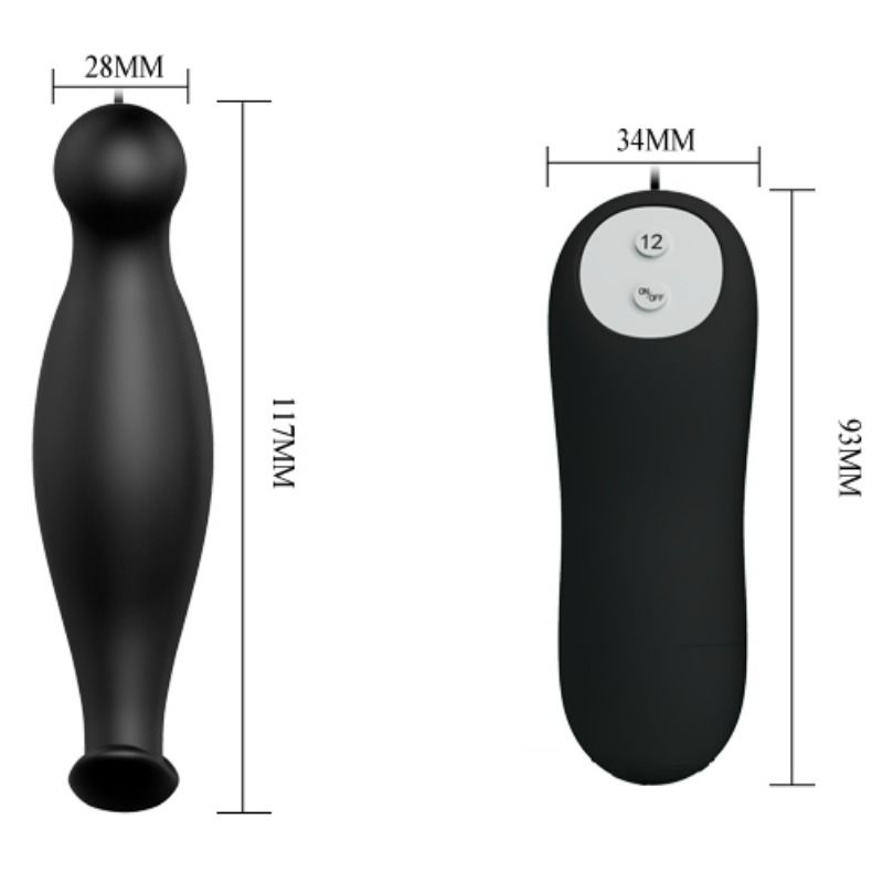 Technische Zeichnung eines schwarzen Wellness-Geräts mit Fernbedienung und Maßen in mm auf weißem Hintergrund.