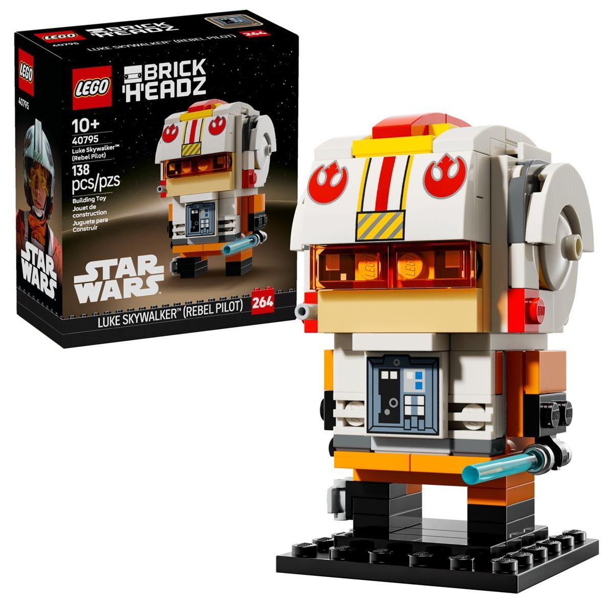 Lego BrickHeadz Star Wars Luke Skywalker Figur neben der Schachtel.